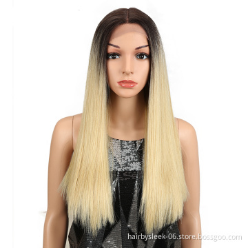 Magic Hair 20 Inch Synthetic Straight Hair Lace Front Wig Natural Hairline Heat Resistant Fiber Hair Middle Part For Black Women